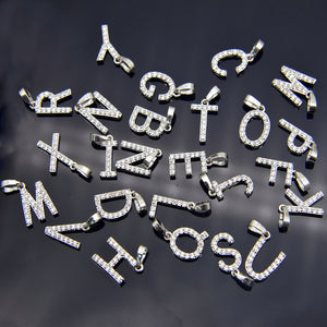 Cubic Zircon Alphabet Pendants Gold Silver Color Copper Mini A-Z Letter Pendant Necklace Shinning 26 Initial Collares Jewelry