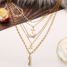 Carica l&#39;immagine nel visualizzatore di Gallery, New Multilayer Cross Gold Pendant Necklaces For Women Punk Letter Choker Necklace 2020 Fashion Words Jewelry Party Gift