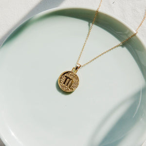 Gold Color 12 Constellation Coins Necklaces & Pendants Women Virgo Taurus Leo Short Chain Necklace Girls Gemini Celestial