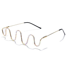 Load image into Gallery viewer, Luxury Fashion Diamond eyeglasses Alloy Frame for Women green and Red Pink Gem Lensless Chain Pendant Half Frame glasses