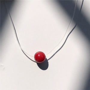 New Personality Fashion Square Imitation Pearl Crystal Zircon Necklace Invisible Transparent Fishing Line Necklace Women