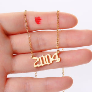 Bohemian English Number Letter Necklace Stainless Steel Chain Necklace for Women Birthday Gift Female Birth Year Necklaces