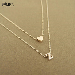 Fashion Tiny Heart Initial Necklace Women Personalize Letter Name Choker Necklace Collier Femme Jewelry Gift Accessory