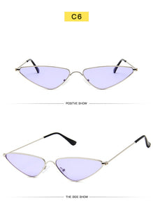 Triangle Metal Frame Sunglasses Women Cat Eye Cool Small Fashion Sun Glasses Shades Ocean Color Oculos De Sol Feminino UV400