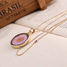 Load image into Gallery viewer, Popular Dried Flower Necklaces Korean Womens Long Gold Beads Chain Colorful Round Pendant  Jewelry For Girls