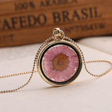 Load image into Gallery viewer, Popular Dried Flower Necklaces Korean Womens Long Gold Beads Chain Colorful Round Pendant  Jewelry For Girls