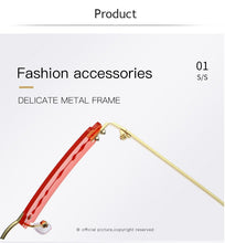 Load image into Gallery viewer, Small Rectangle Rimless Sunglasses Women NEW Fashion Blade Shape Vintage Hollow Eyeglasses Women Razor Gafas Punk UV400 Alloy