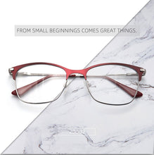 Load image into Gallery viewer, Vintage rectangle cat eye optical prescription metal eyeglasses frames diopters clear fake glasses women vintage