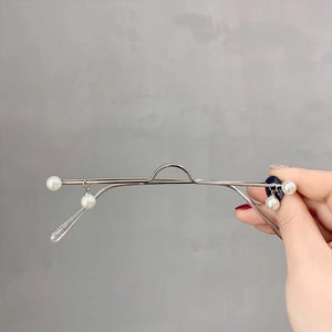 Ciondolo di perle moda retrò senza lenti Occhiali da vista Mezza montatura Occhiali da vista Montatura per ragazza Occhiali senza catena Foto per feste Prop 