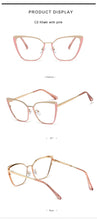 Load image into Gallery viewer, Clear Glasses Frame Computer Cell Phone Women Cat Eye Anti Blue Light Metal Eyewear Blocking Glasses Optical Spectacle Eyeglass