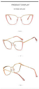 Clear Glasses Frame Computer Cell Phone Women Cat Eye Anti Blue Light Metal Eyewear Blocking Glasses Optical Spectacle Eyeglass