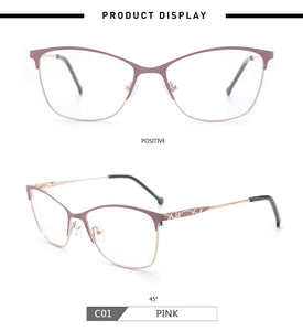 Metal Women Glasses Frames Optical Prescription Glasses Frame Clear lens Eyewear Pink Eyeglasses Frame