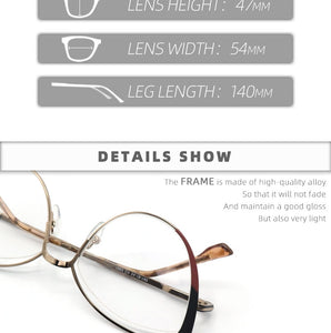 Luxury brand design oval cat eye metal prescription eyeglasses frames fashion diopters decorative clear fake glasses women