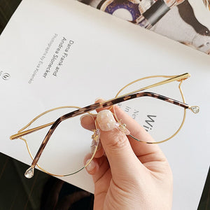 Cat Eye Glasses Frames Women Trendy Myopia Frame Rose Gold Optical Eyeglasses for Ladies Spectacles