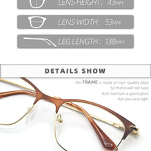 Load image into Gallery viewer, Vintage rectangle cat eye optical prescription metal eyeglasses frames diopters clear fake glasses women vintage