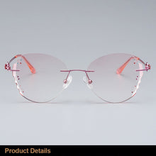 Load image into Gallery viewer, Gmei Optical Z2878 Ultra-light Alloy Women Pink Rimless Glasses Frame With Diamond Trimming Cut Gradient Tinted Plano Lenses
