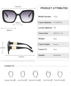 2022 New Fashion Oversized  Sunglasses Women Luxury Brand Designer Big Frame Gradient Square Sun Glasses For Female UV400