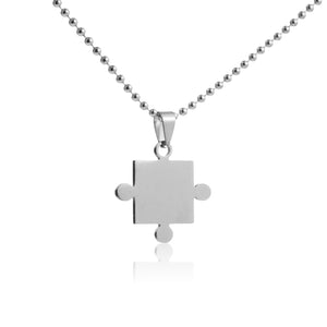 lover Paired Couple Pendants 60cm Necklace Stainless Steel Smooth Puzzle Necklaces for Lover Woman Man Collar Collier Polishing