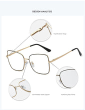 Carica l&#39;immagine nel visualizzatore di Gallery, oversized square glasses frame women fashion high quality clear lens New luxury brand Metal Frame Eyeglasses Frames For Women