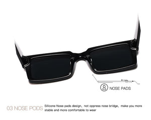 Sunglasses Women Rectangle Frame Transparent Brand Designer Retro Sun Glasses Unisex Square Brown UV400 AE0664