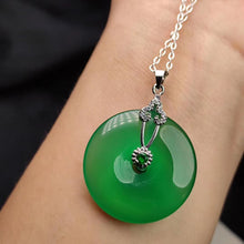 Carica l&#39;immagine nel visualizzatore di Gallery, Natural Ice Purple Green  Jade Agate Pendant Buckle Crystal Jade Necklace Amp Silver Cord S925 Silver 925  Necklace Women