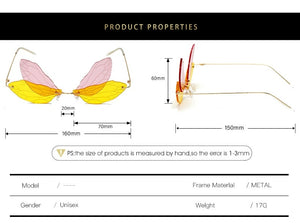Dragonfly Sunglasses Women 2022 Fashion Brand Retro Steam punk Frameless Sun Glasses For Woman Girls Shades Oculos