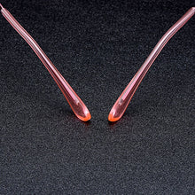 Load image into Gallery viewer, Gmei Optical Z2878 Ultra-light Alloy Women Pink Rimless Glasses Frame With Diamond Trimming Cut Gradient Tinted Plano Lenses