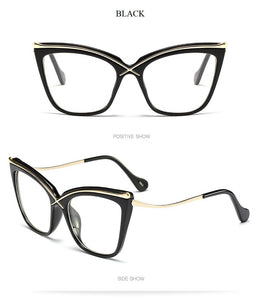 2022 New Fashion Oversized Cat Eye Glasses Frame Women Brand Optical Anti-blue Eyeglasses Female Oculos Feminino Spectacles