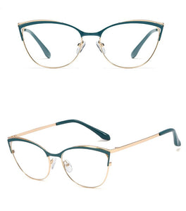 Peekaboo women fashion glasses cat eye gold metal frame prescription eyeglasses female accessories pink green gift items