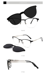 Retro Cateye Polarized Sunglasses Women Clip on Brand Designer Optical Myopia Eyeglass Frame Magnetic Glasses