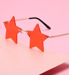 Vintage Unique Star Shape Mirror Rimless Sunglasses Women Fashion Clear Ocean Lens Eyewear Men Trending Sun Glasses Shades