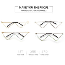 Load image into Gallery viewer, Glasses Women Triangle Half Frame Diamond Glasses Frame Retro Women Crystal Eyewear Glasses Without Lens Eyeglasses Frame