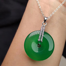 Carica l&#39;immagine nel visualizzatore di Gallery, Natural Ice Purple Green  Jade Agate Pendant Buckle Crystal Jade Necklace Amp Silver Cord S925 Silver 925  Necklace Women