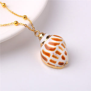Conch Shell Necklace Sea Beach Shell Chain Pendant Necklace For Women Collier Femme Shell Cowrie Summer Jewelry Bohemian