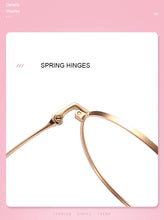 Load image into Gallery viewer, Pure Titanium Frame Glasses Full Rim Eye Glasses Women Style Spring Hinges Round Spectacles and Nearsighted Eyewear