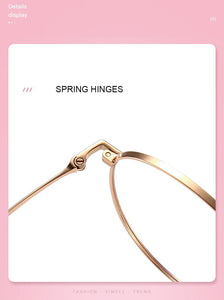 Pure Titanium Frame Glasses Full Rim Eye Glasses Women Style Spring Hinges Round Spectacles and Nearsighted Eyewear