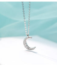 Load image into Gallery viewer, Fashion Silver Plated  Moon and Star Double Layer Chain Link Pendant Necklaces for Women Fine Jewelry