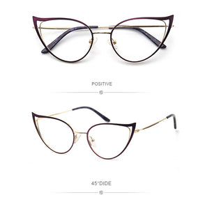 Optical Fashionable Women's Prescription Glasses Luxury Brand Fake Glasses Cat Eye Female Round Eyeglasses With Frame YINSQER