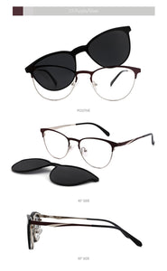 2 In 1 Magnet Polarized Clip On Glasses Frame Women Metal Optical Myopia Prescription Eyeglasses Frame For Women