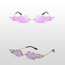 Load image into Gallery viewer, Frameless Flame Women Sunglasses Fashion Trend Sunshade Mirror Personality Funny Wave Sunglasses Narrow Frame Retro Cool Glasses