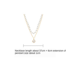 Load image into Gallery viewer, Fashion Beaded Pearl Necklace Women Cute Gold silver color Double Layer Chain Pendant Choker Korean Jewelry 2020 wholesale