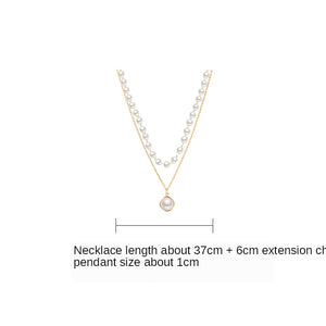 Fashion Beaded Pearl Necklace Women Cute Gold silver color Double Layer Chain Pendant Choker Korean Jewelry 2020 wholesale