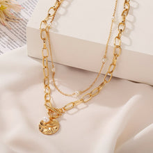 Load image into Gallery viewer, Fashion Star Lock Pendant Necklace for Women Vintage Thick Chunky Chain Choker Multilayer Coin Necklaces Jewelry Gifts