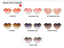 Carica l'immagine nel visualizzatore di Gallery, Ladies Heart Shaped Sunglasses metal Women Brand Designer Fashion Rimless Gradient Sun Glasses Oculos UV400