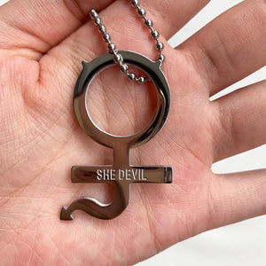 necklace she devil Women Igirl Heart Pendant Necklace Stainless Steel Harajuku Female Gothic Streetwear Chain Necklace