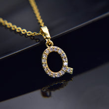 Carica l&#39;immagine nel visualizzatore di Gallery, Cubic Zircon Alphabet Pendants Gold Silver Color Copper Mini A-Z Letter Pendant Necklace Shinning 26 Initial Collares Jewelry