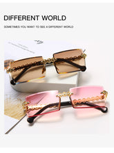 Carica l'immagine nel visualizzatore di Gallery, Occhiali da sole con diamanti senza montatura alla moda Design di marca da donna Occhiali da sole quadrati piccoli in metallo Tonalità di lusso Occhiali UV400 Gafas De Sol