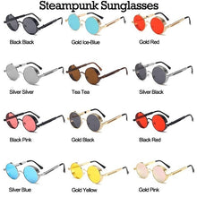 Load image into Gallery viewer, 2022 Vintage Steampunk Sunglasses Round Punk Alloy Metal Retro Red Sun Glasses Women Goggles Men Gothic Style Shades