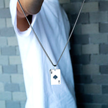 Carica l&#39;immagine nel visualizzatore di Gallery, JHSL Men Statement Poker Pendant Necklace Red Black Silver Color Stainless Steel Fashion Jewelry Gift