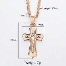 Load image into Gallery viewer, Cross Crucifix Clear Crystal Pendant Necklace for Men Women 585 Rose Gold Prayer Jesus Snail Link Chain Wholesale Jewelry GPM26